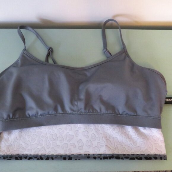 Pink Active Dark Steel Ultimate‎ Lightly Lined Leopard Gray Sport Bra Top L - Picture 8 of 9